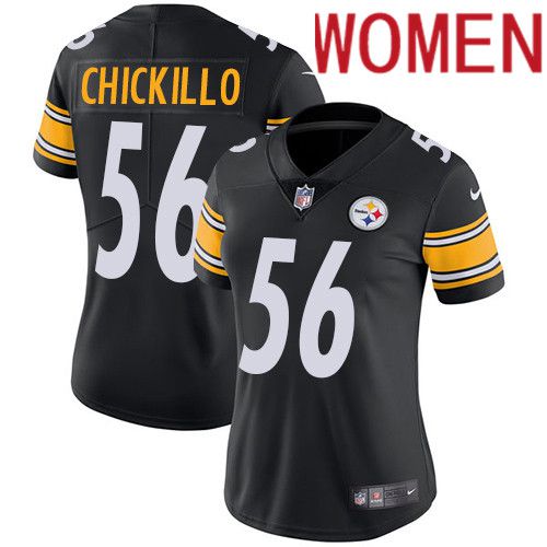 Women Pittsburgh Steelers 56 Anthony Chickillo Nike Black Vapor Limited NFL Jersey